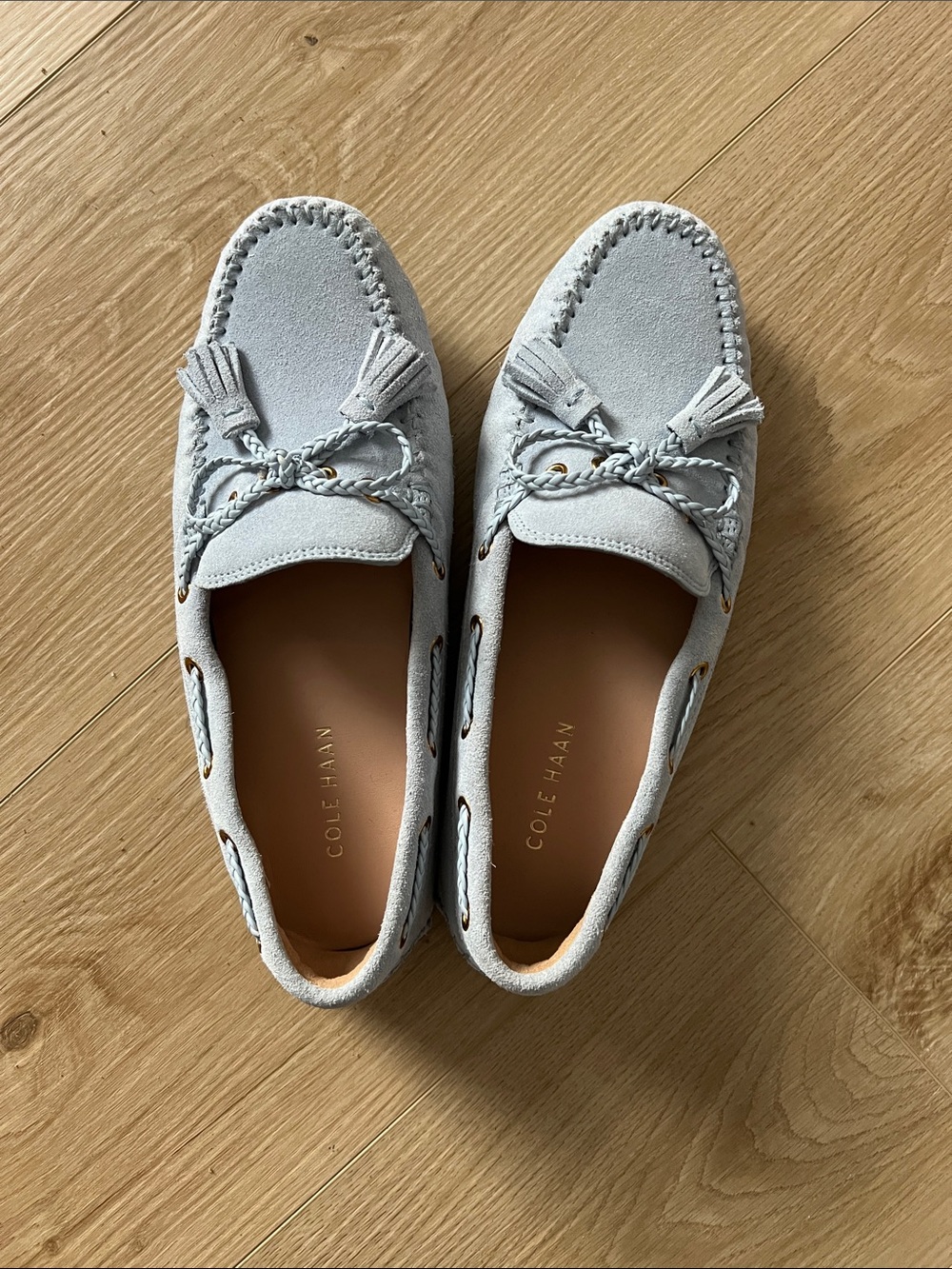 COLE HAAN | Gissella Suede Tassel Driving Loafers - in Blue Skyway 7 - Picture 3 of 10